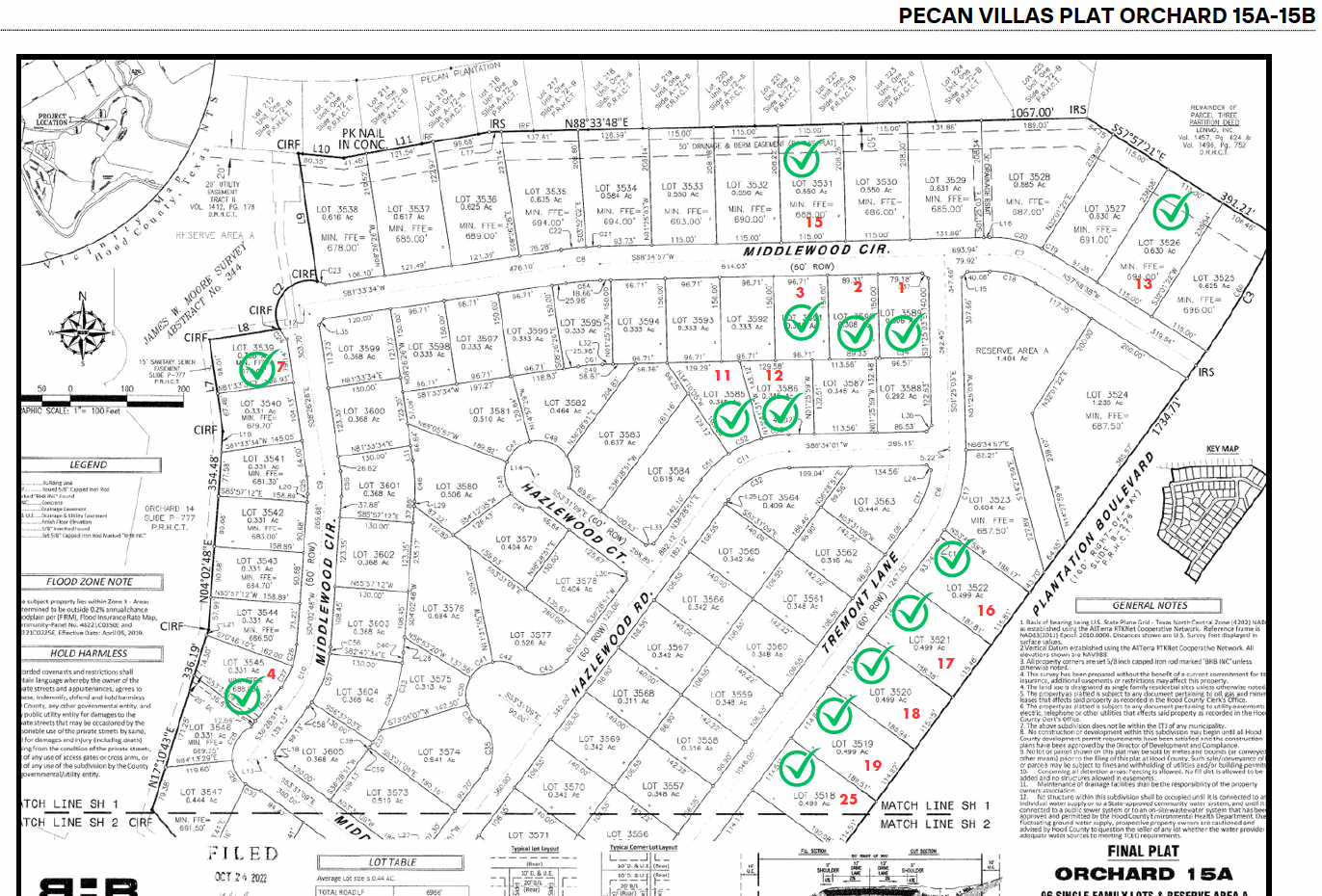 Orchard Section 15A-15B Part 1 Plat Map